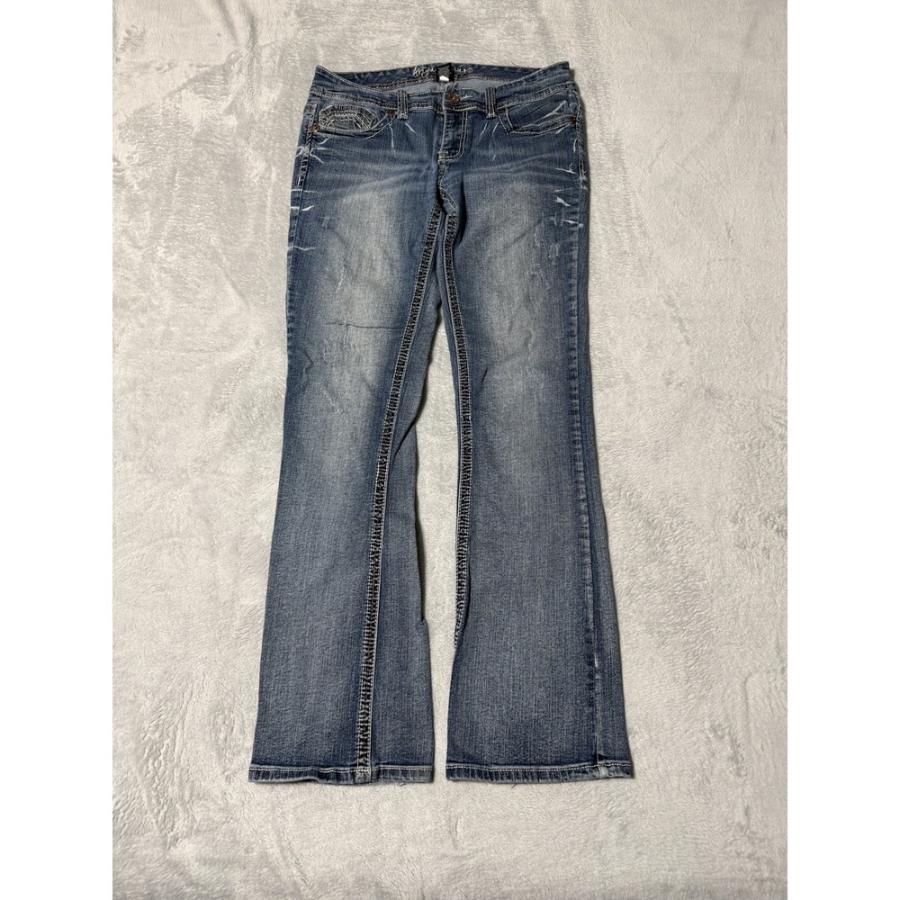 Ariya Jeans Women's 12 Blue Bootcut‎ Low Rise Stretch Medium Wash *FLAW